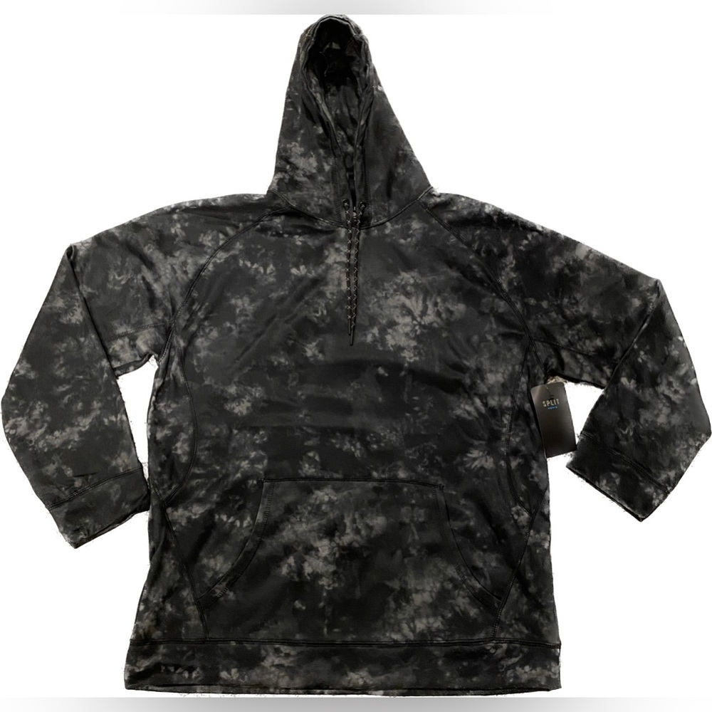 Mens Tech Fleece Black Tie Dye Hoodie Size XL
